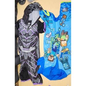Marvel Black Panther & Minecraft Child Costume Sleepwear PJ Hooded Small 6/7